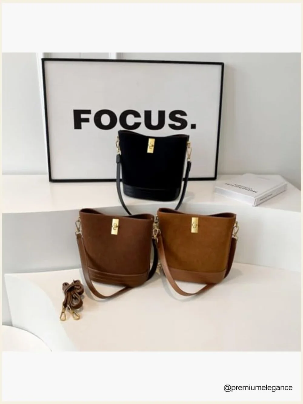 Mini Faux Suede Bucket Bag Crossbody Shoulder Purse Hobo